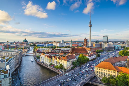 Berlin, Germany skyline over the Spree River