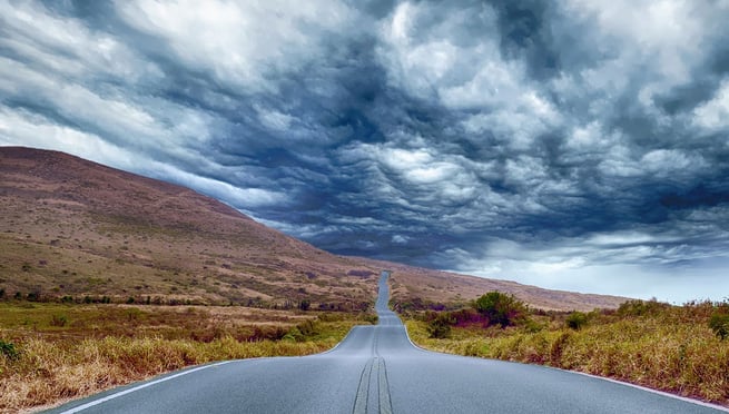 Highway through rolling hills