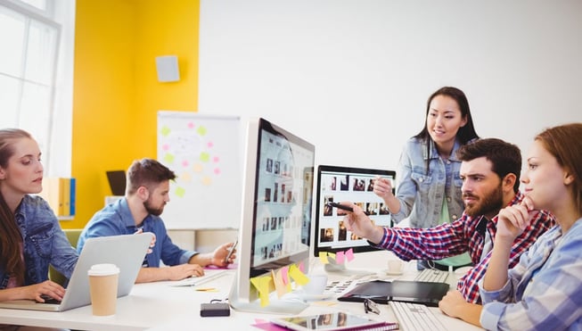 Group working in office