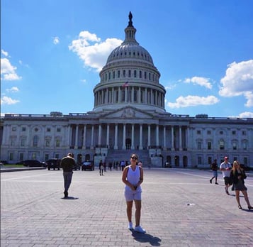 Washington D.C. Government Intern Chiara in front of the capital building