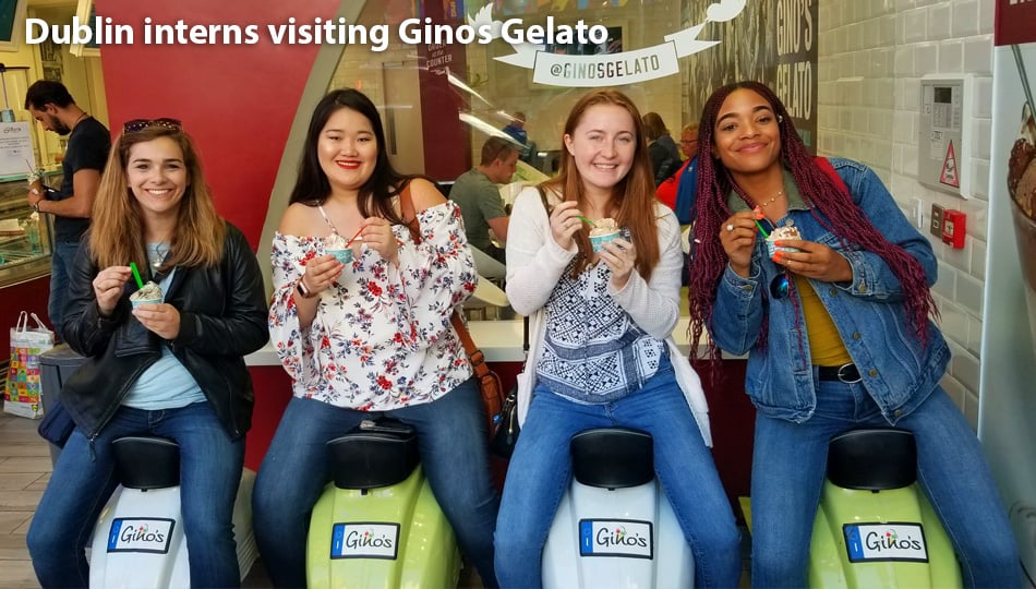 Dublin interns visiting Ginos Gelato