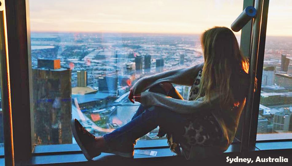 Girl looking at Sydney skyline