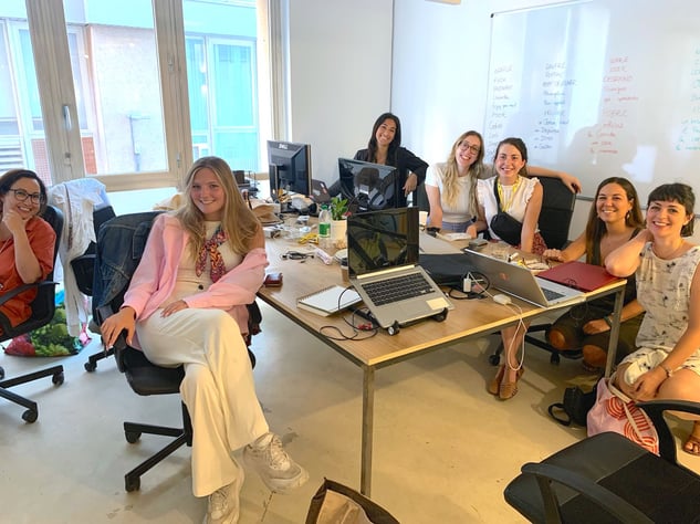 H Group of interns in office Barcelona spain