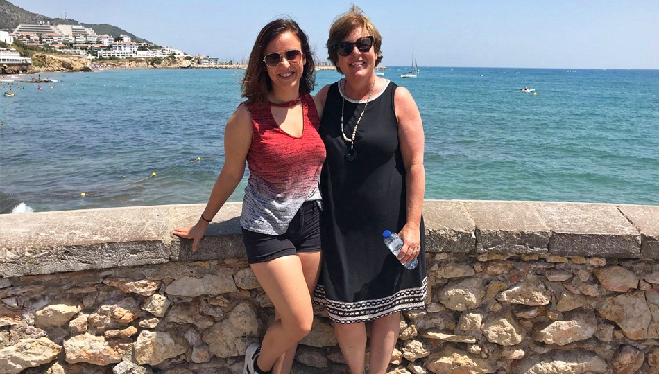 Heather with mom in Barcelona