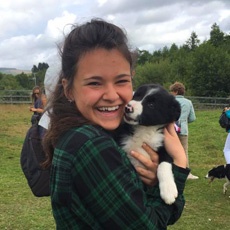 Dublin Theatre Intern with a puppy in Ireland