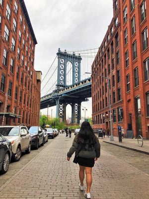 Lindsey walking in New York City