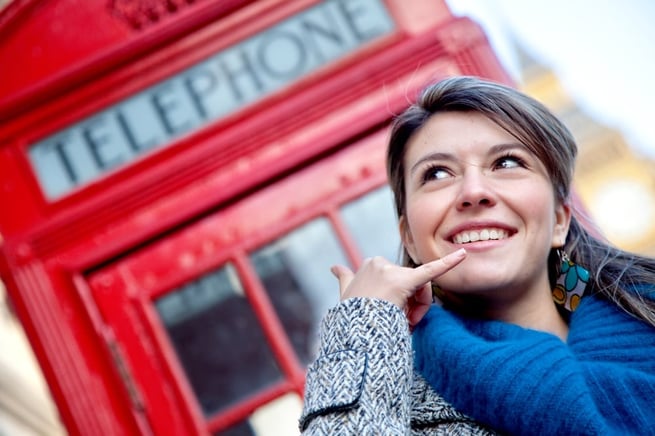 London Phone Booth Woman