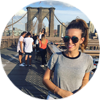 New York City intern Maggie at the Brooklyn Bridge
