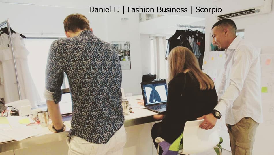 Milan Fashion Business intern designing clothing piece