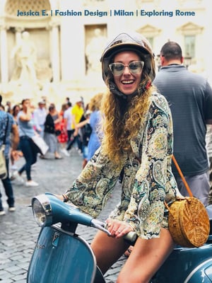 Milan intern riding a vespa around Rome