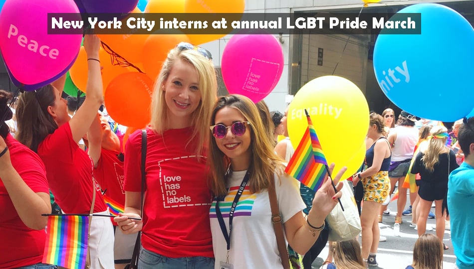 New York City interns at LGBT Pride Parade