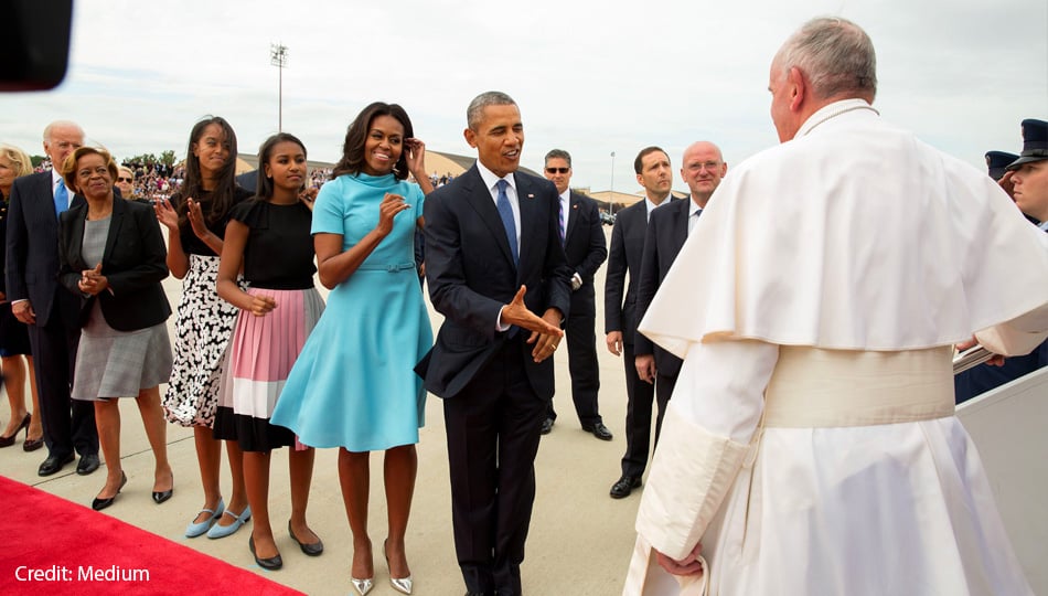 Obama Meeting the Pope with Family