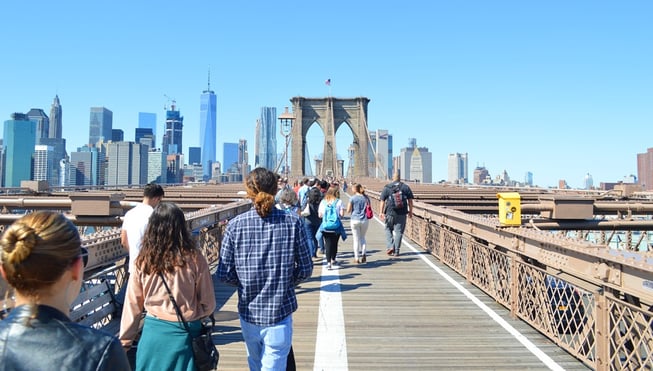 People Walking on Brooklyn Bridge