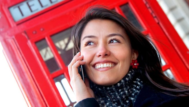 Talking on a phone in London