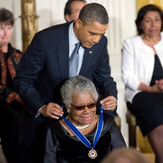 Maya Angelou accepting Medal of Freedom from President Obama
