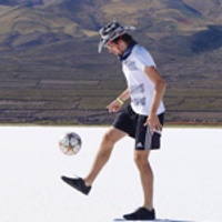 Ian kicking soccer ball