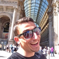 Martin R. with a big smile on his face while touring Milan